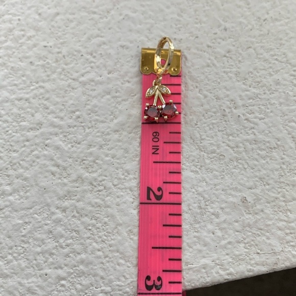 Gold Plated Cherry Drop Earrings - Picture 2 of 3